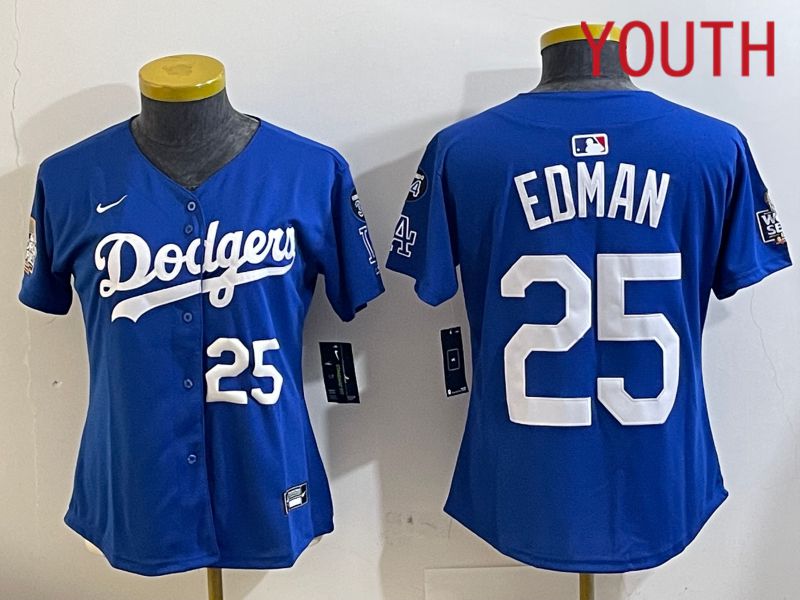 Youth Los Angeles Dodgers #25 Edman Blue Game 2024 Nike MLB Jersey style 11217